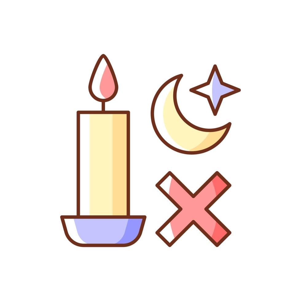 Never use candle while sleeping RGB color manual label icon vector