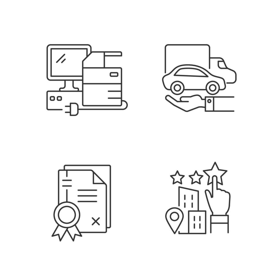 Company image linear icons set vector