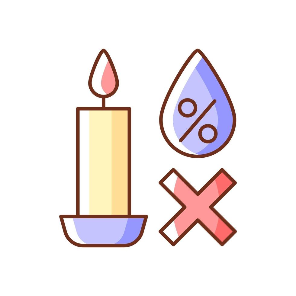 Keeping candles in dry spot RGB color manual label icon vector