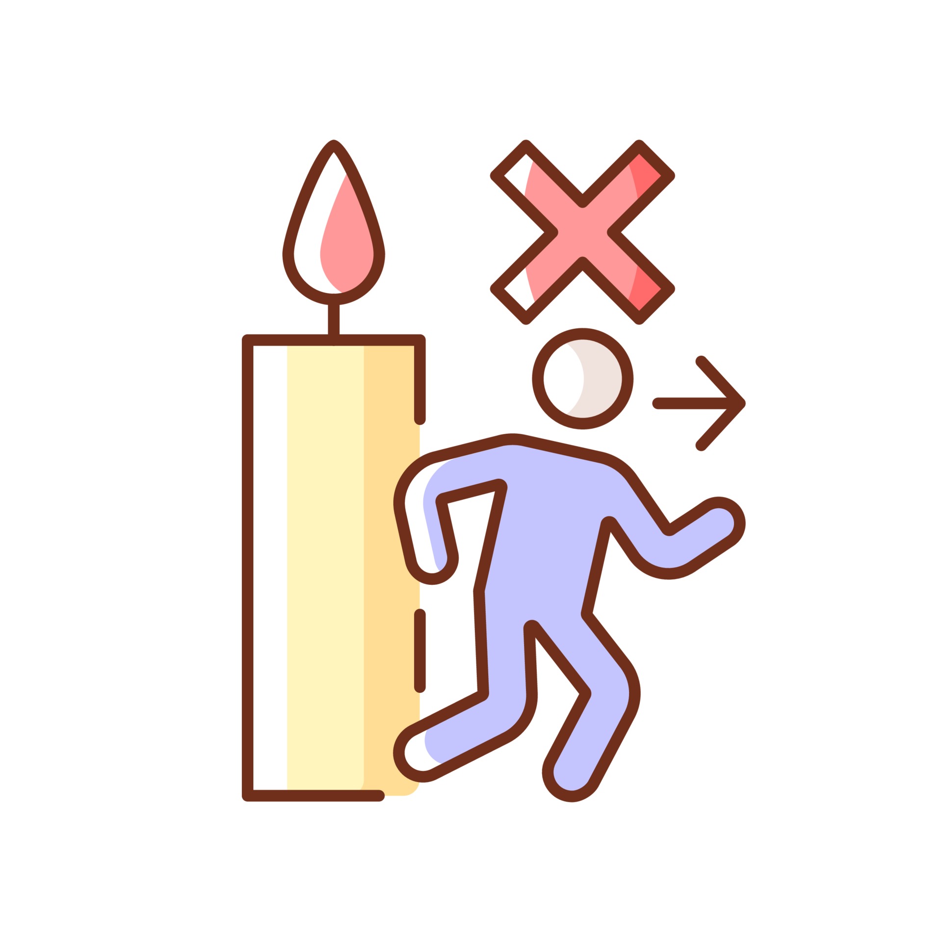 Never leave burning candle RGB color manual label icon 3345277 Vector