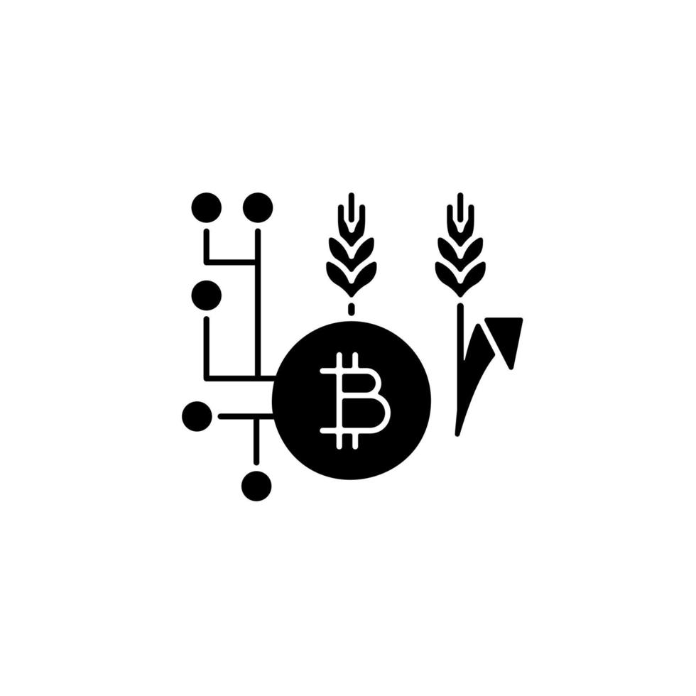 Blockchain technology in agriculture black glyph icon vector