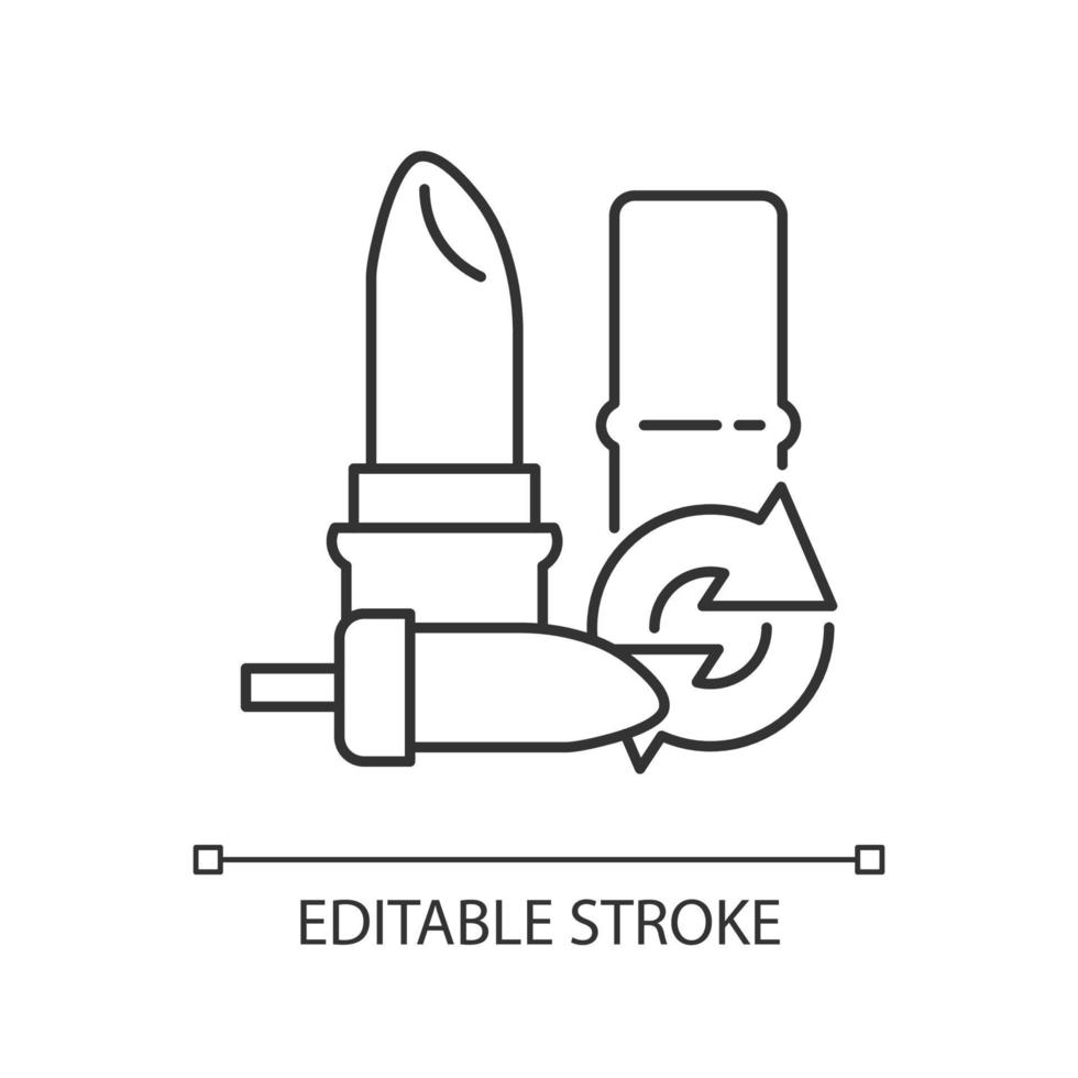 Refillable lipstick linear icon vector