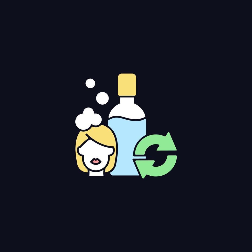 Refillable shampoo bottle RGB color icon for dark theme vector