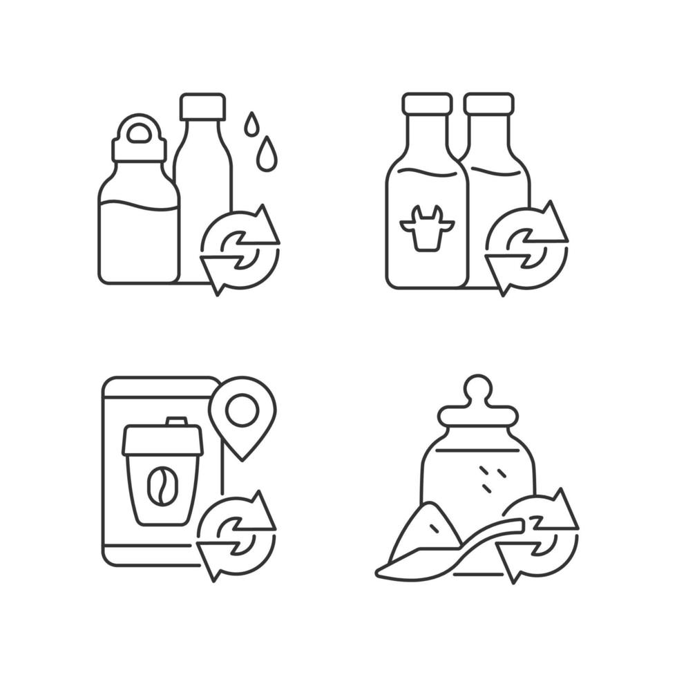 Refillable options linear icons set vector
