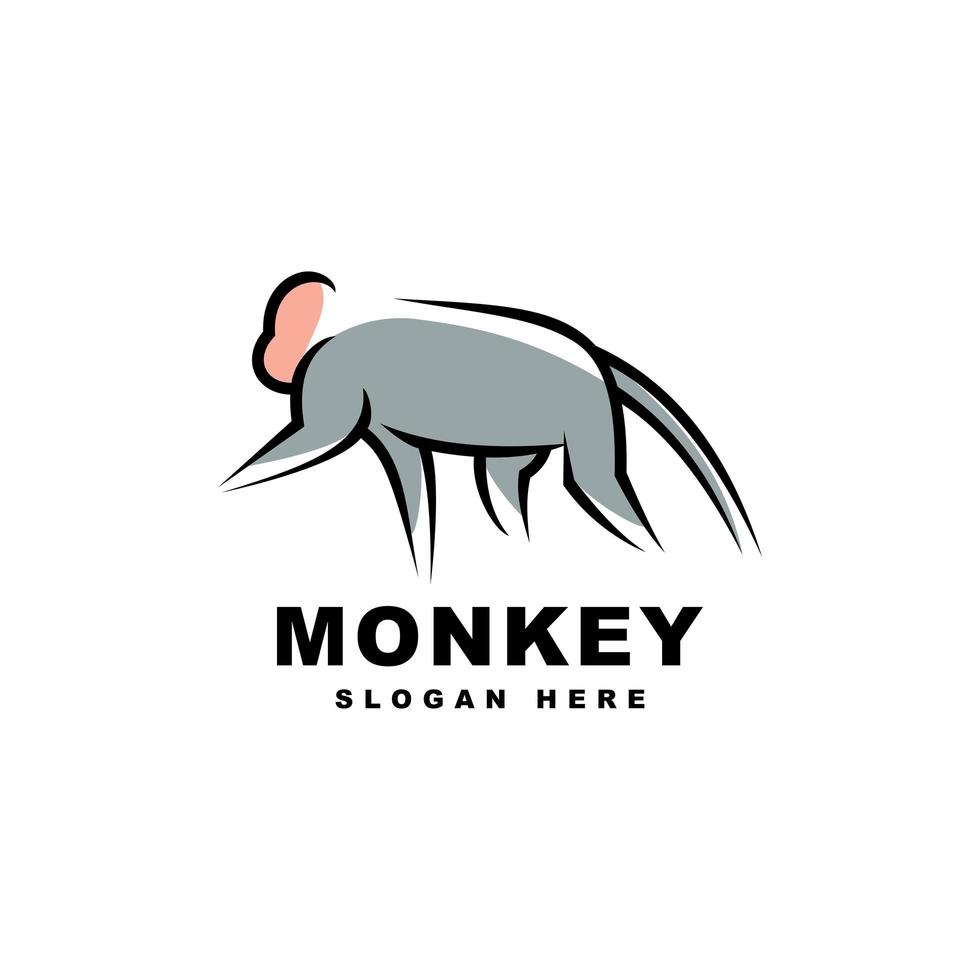 Ilustración de icono de vector de diseño de plantilla de logotipo de mono.