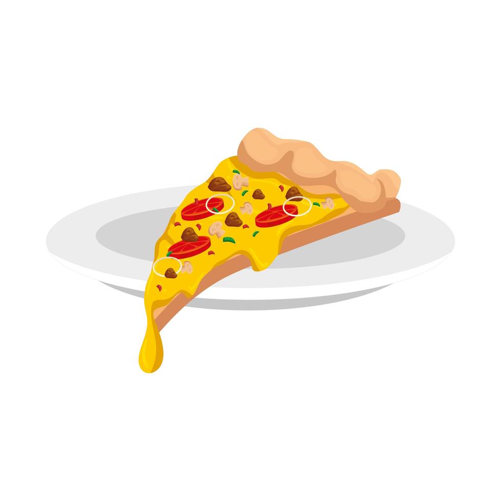 deliciosa pizza italiana icono de comida rápida vector