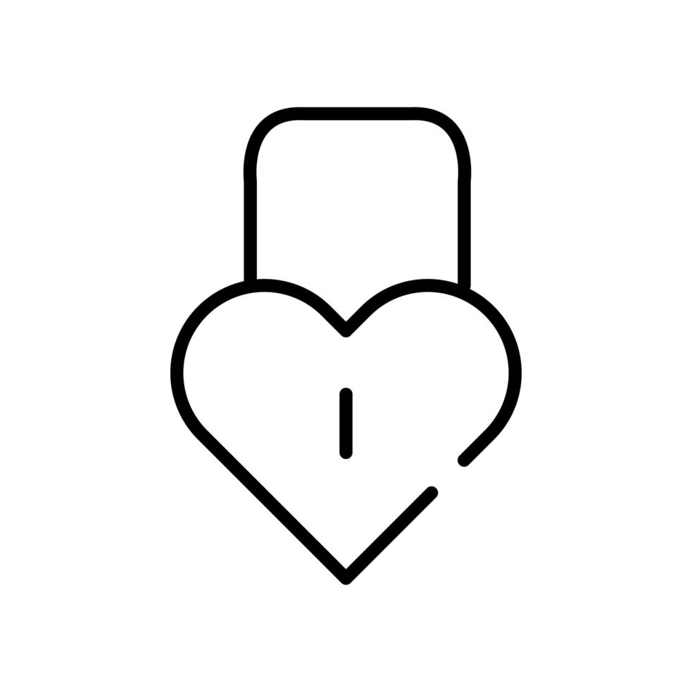 padlock in shape heart line style icon vector