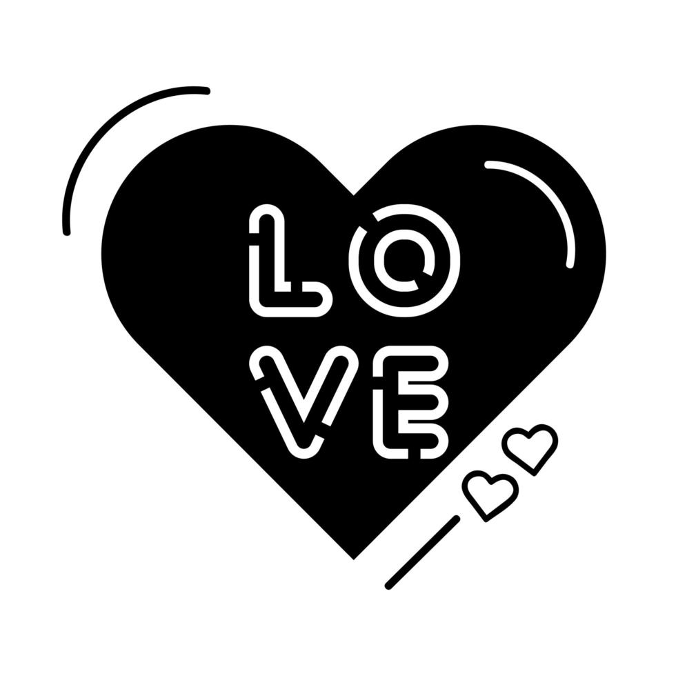 love lettering in heart isolated icon vector