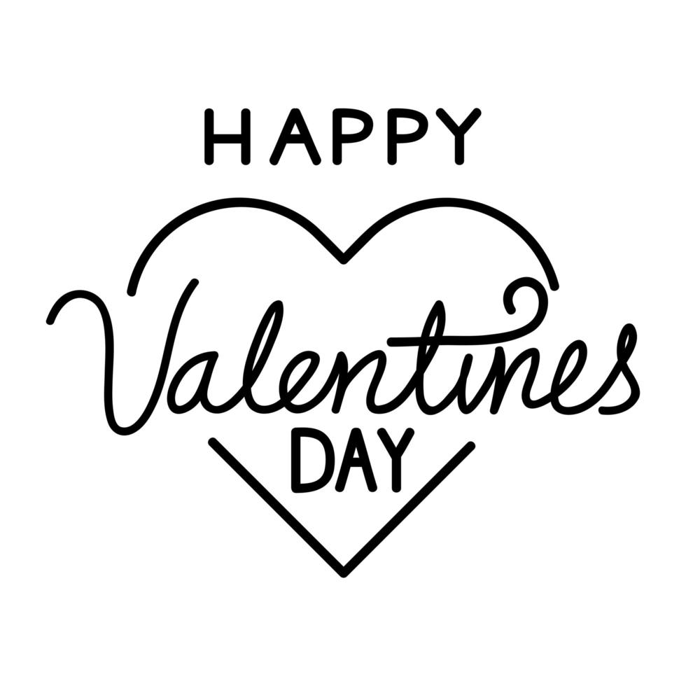 happy valentines day lettering with heart isolated vector