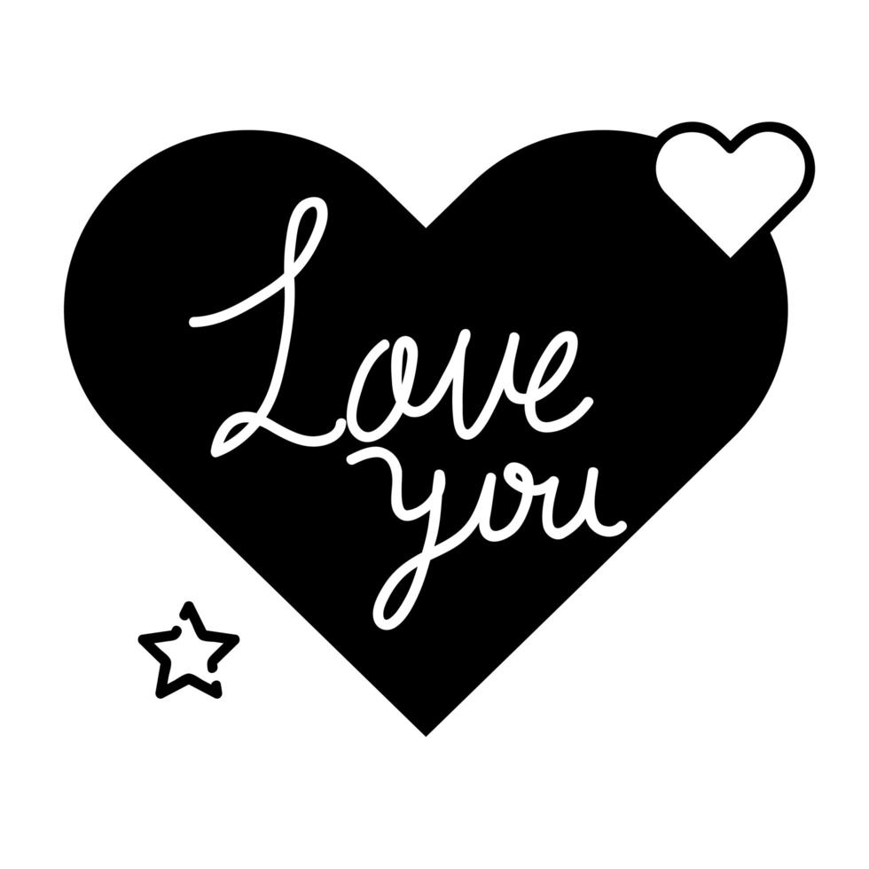 love you lettering in heart isolated icon vector