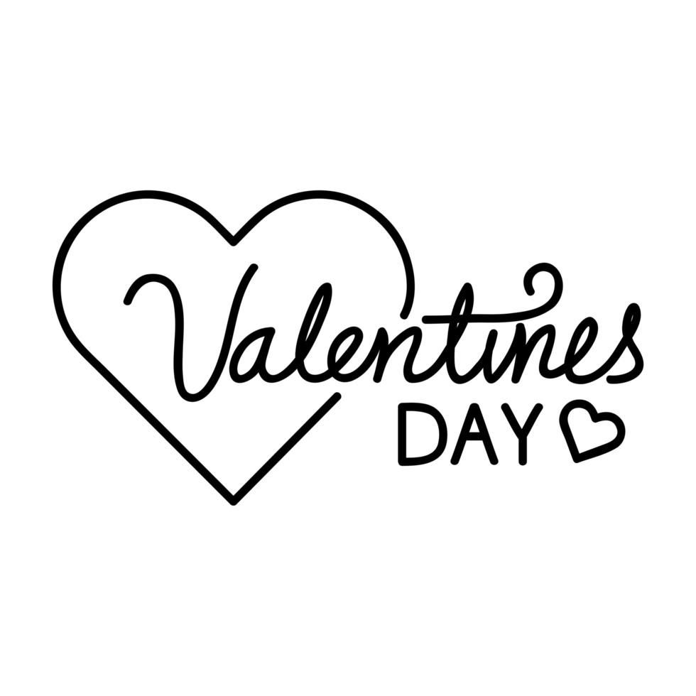 valentines day lettering with hearts decoration vector