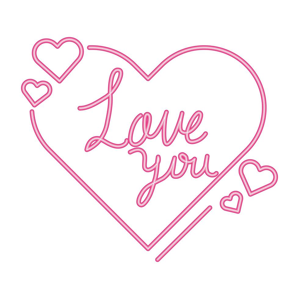 love you lettering in heart isolated icon vector