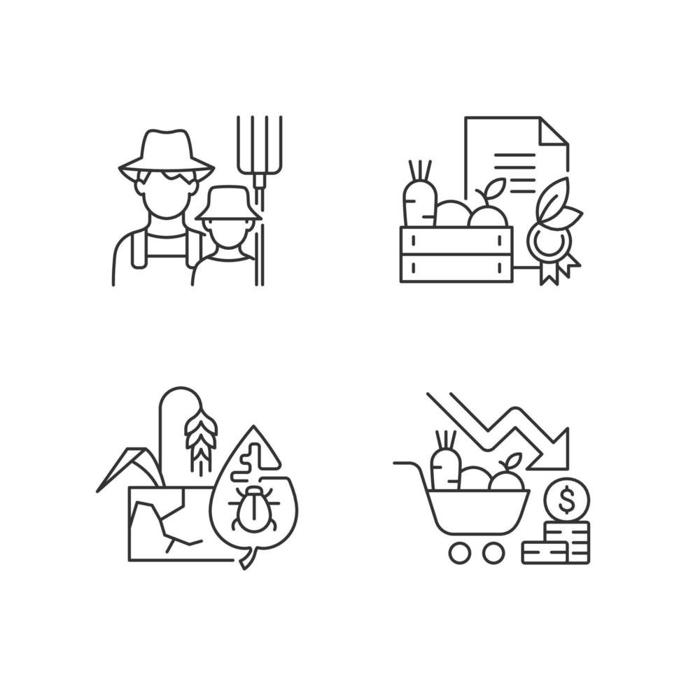 Agribusiness linear icons set vector