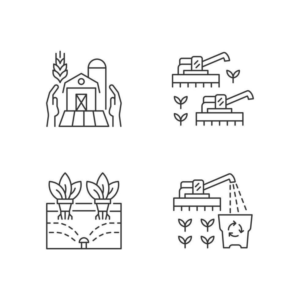 Agriculture and farming linear icons set vector