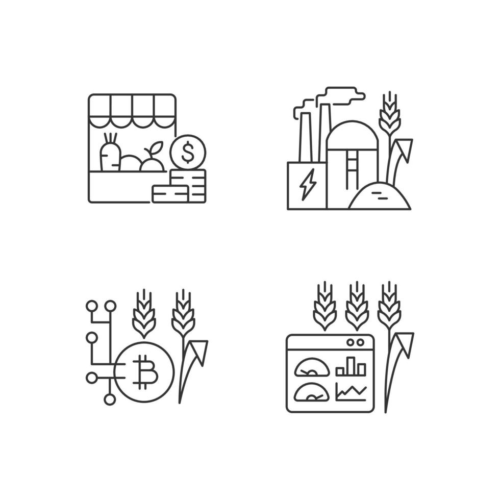 conjunto de iconos lineales de innovaciones agrícolas vector