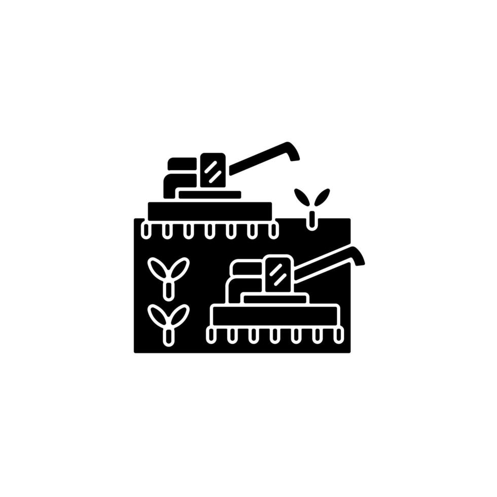 Mechanized agriculture black glyph icon vector