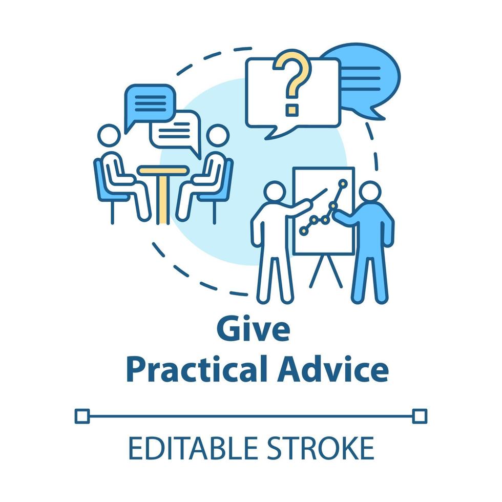 Give practical advice concept icon vector
