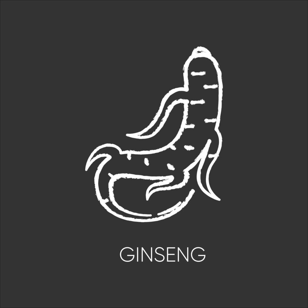 tiza de ginseng icono blanco sobre fondo negro vector