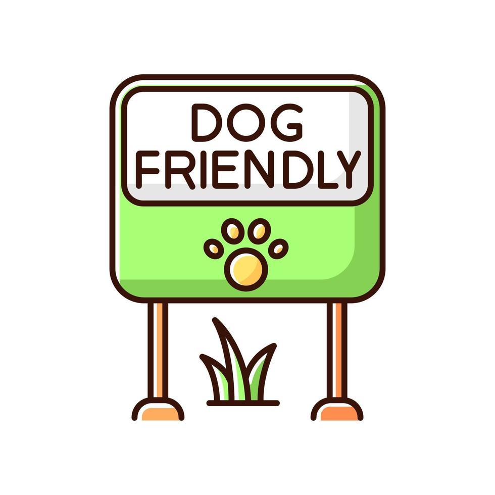 Dog friendly place green RGB color icon vector