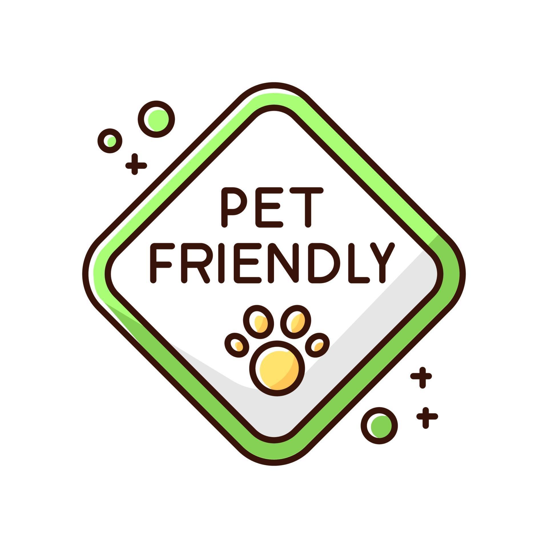 Pet friendly zone traffic sign green and white RGB color icon 3345677