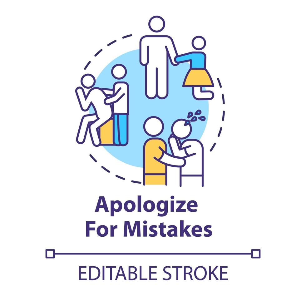 Apologize for mistakes concept icon vector
