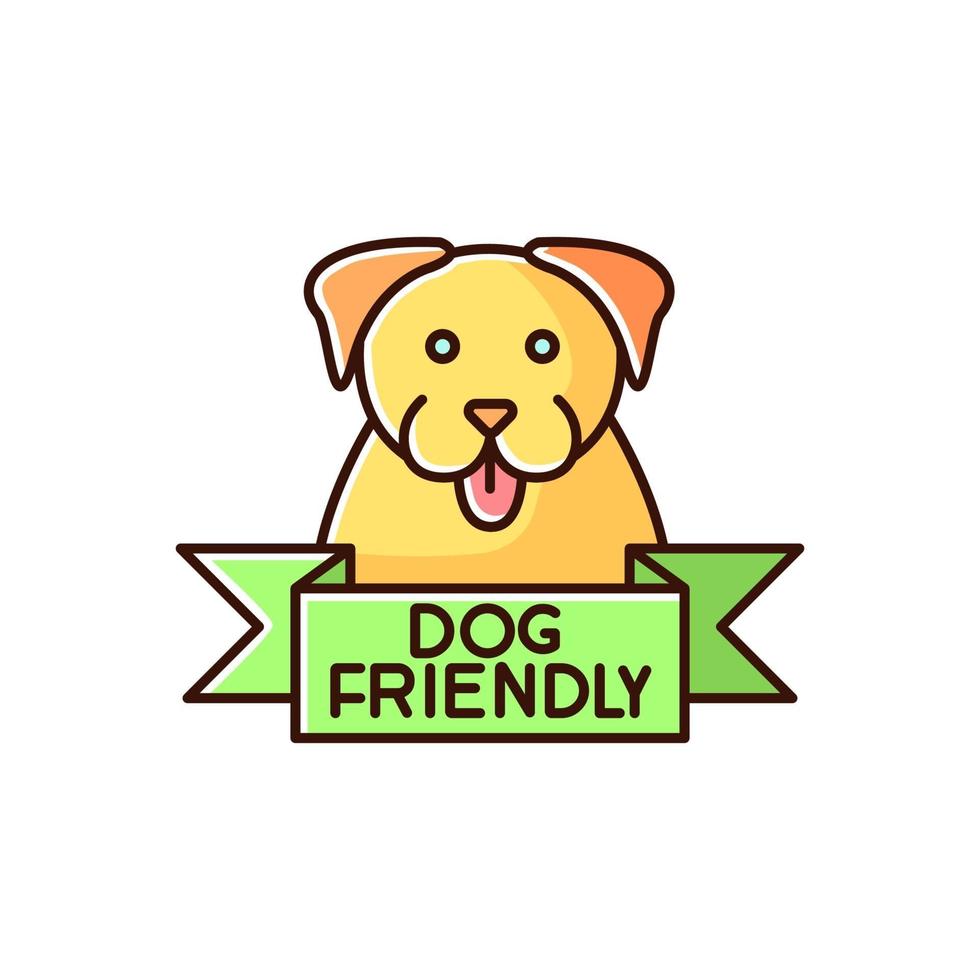 Dog friendly area yellow and green RGB color icon vector