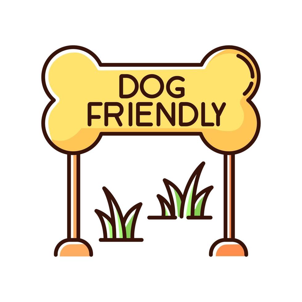 zona amigable para perros icono de color amarillo rgb vector