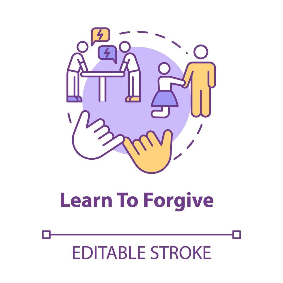 Learn to forgive concept icon vector