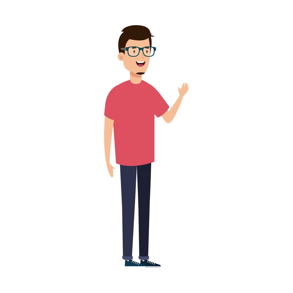 young man with eyeglasses avatar character icon vector