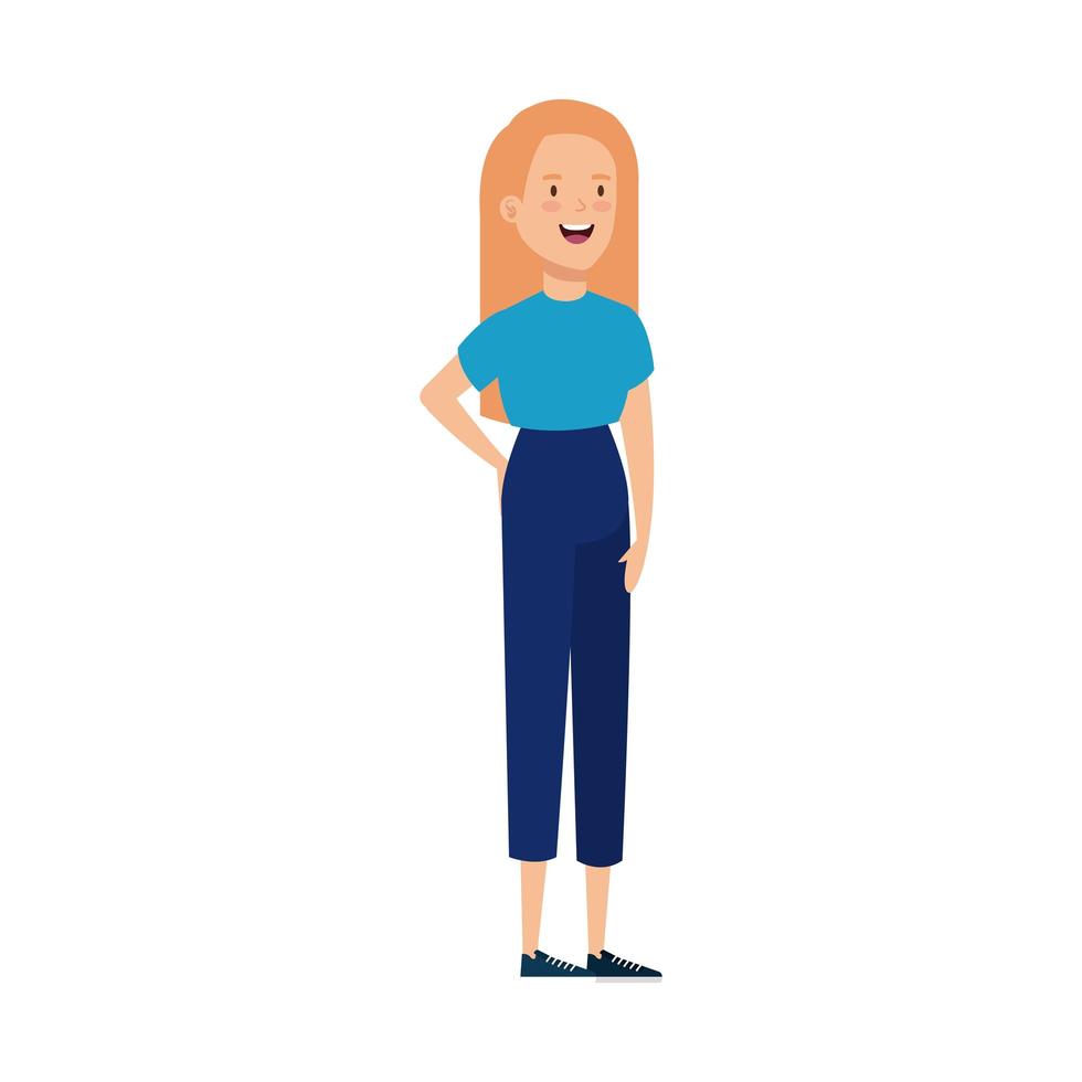 beautiful woman with blonde hair character vector