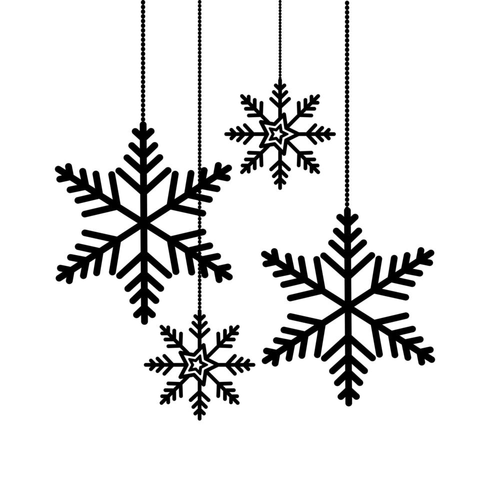 copos de nieve navidad colgando icono aislado vector
