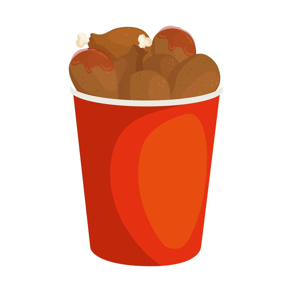 Conjunto de comida de pollo en contenedor icono aislado vector