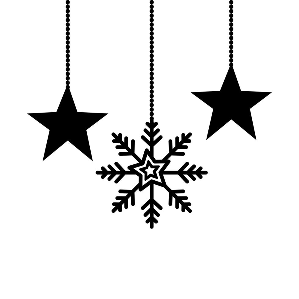 snowflake wit stars christmas hanging isolated icon vector