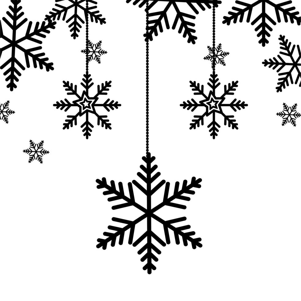 copos de nieve navidad colgando icono aislado vector