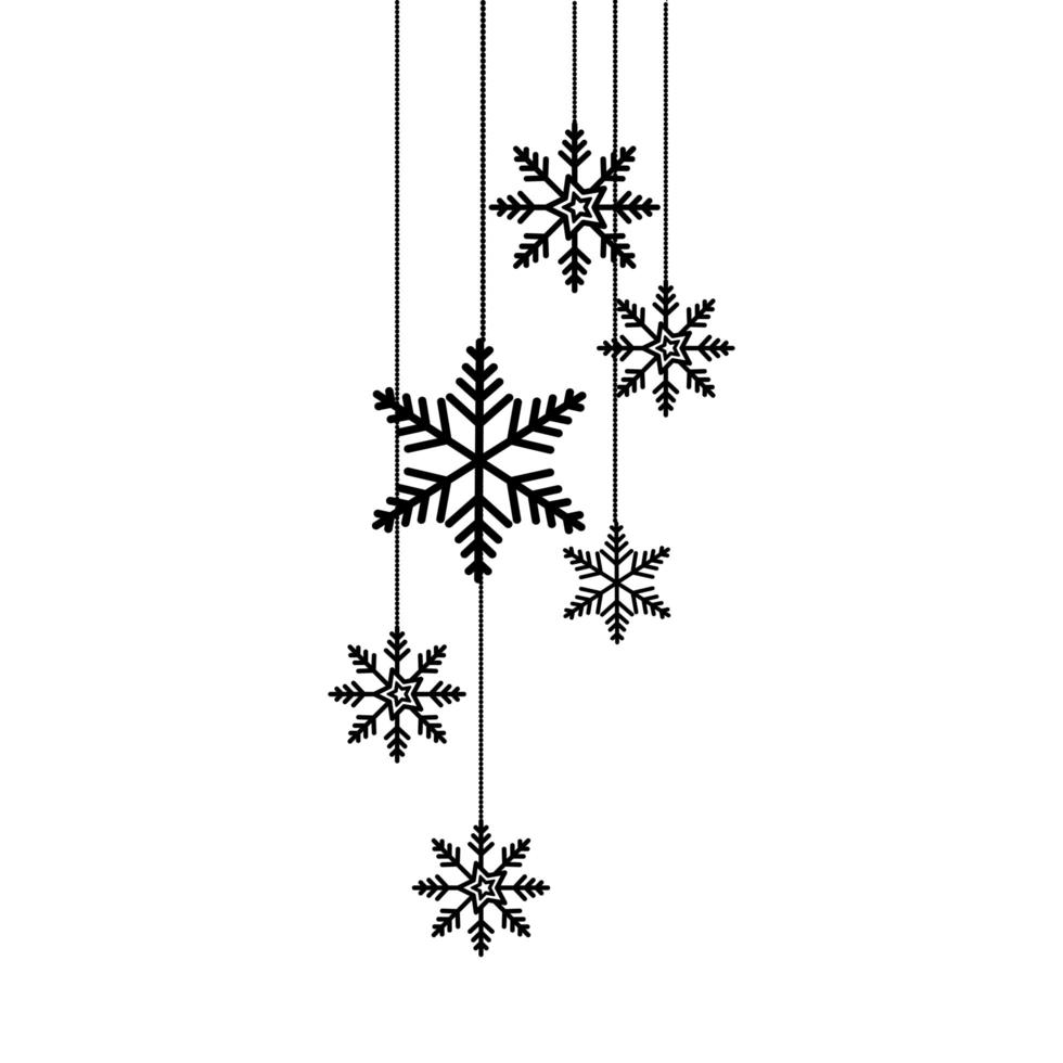 snowflakes christmas hanging isolated icon vector