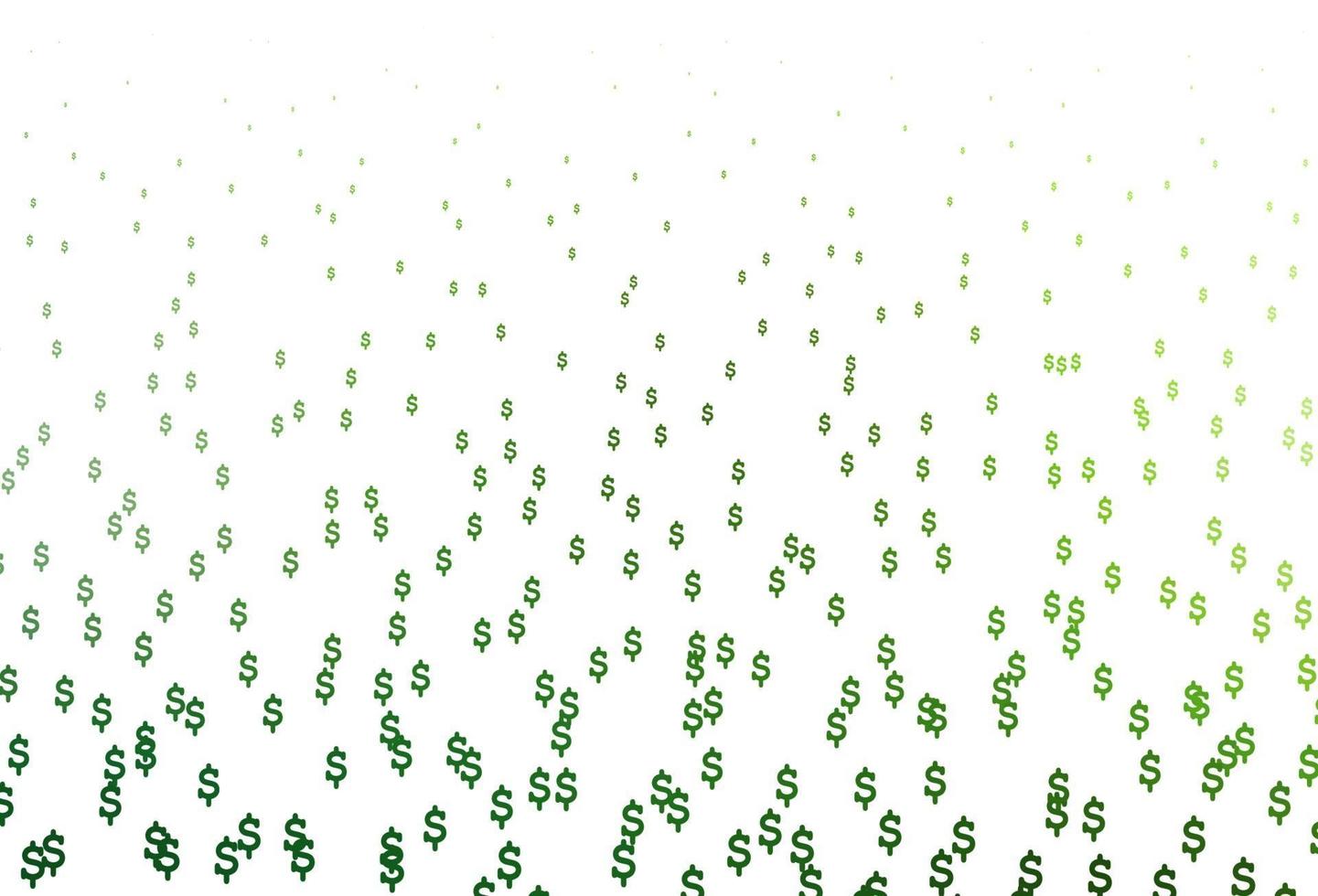 textura de vector verde claro con símbolos financieros.