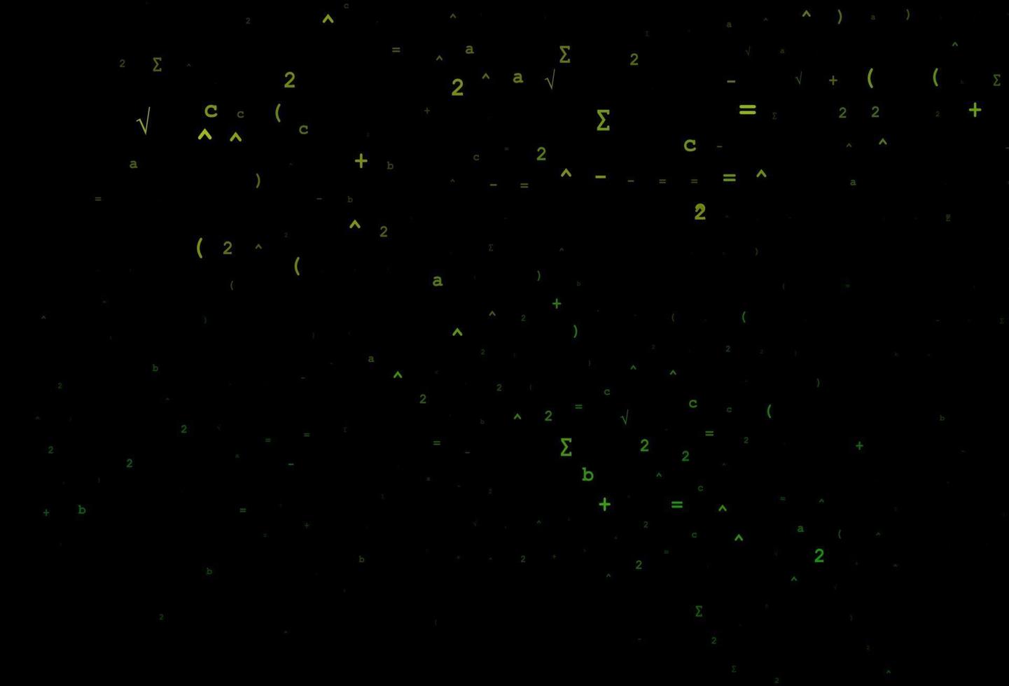 textura de vector verde oscuro con símbolos matemáticos.