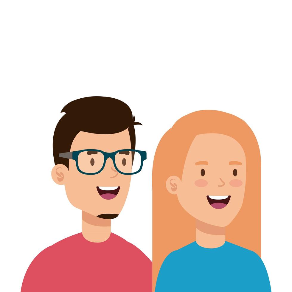 iconos de personaje de avatar de pareja joven vector