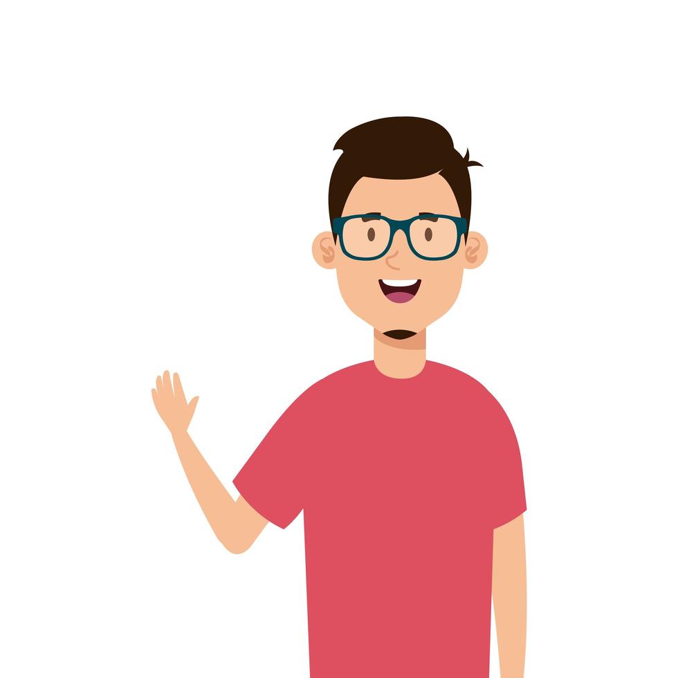 young man with eyeglasses avatar character icon vector