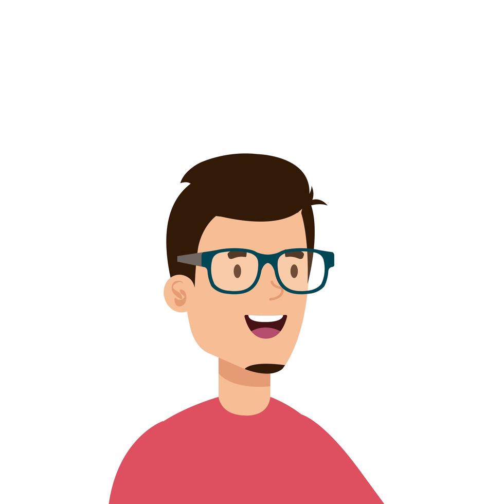 young man with eyeglasses avatar character icon vector