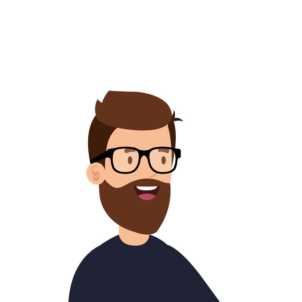 young man with beard and eyeglasses avatar character vector