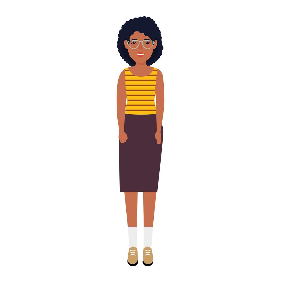 hermosa mujer afro con gafas avatar icono de personaje vector