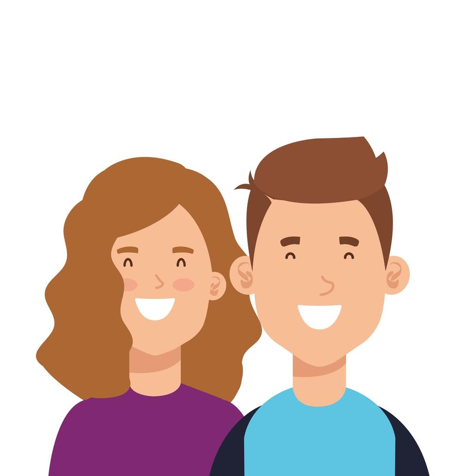 young couple avatar character icons vector