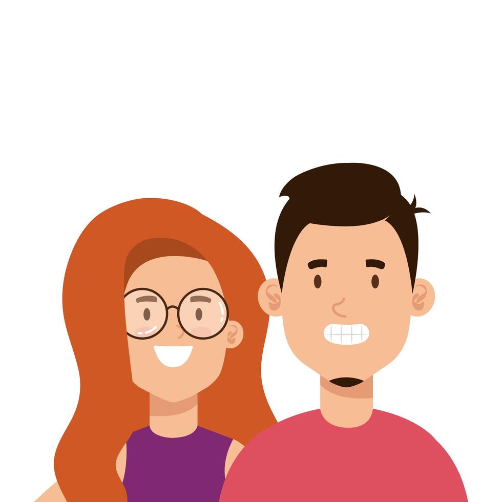 young couple avatar character icons vector