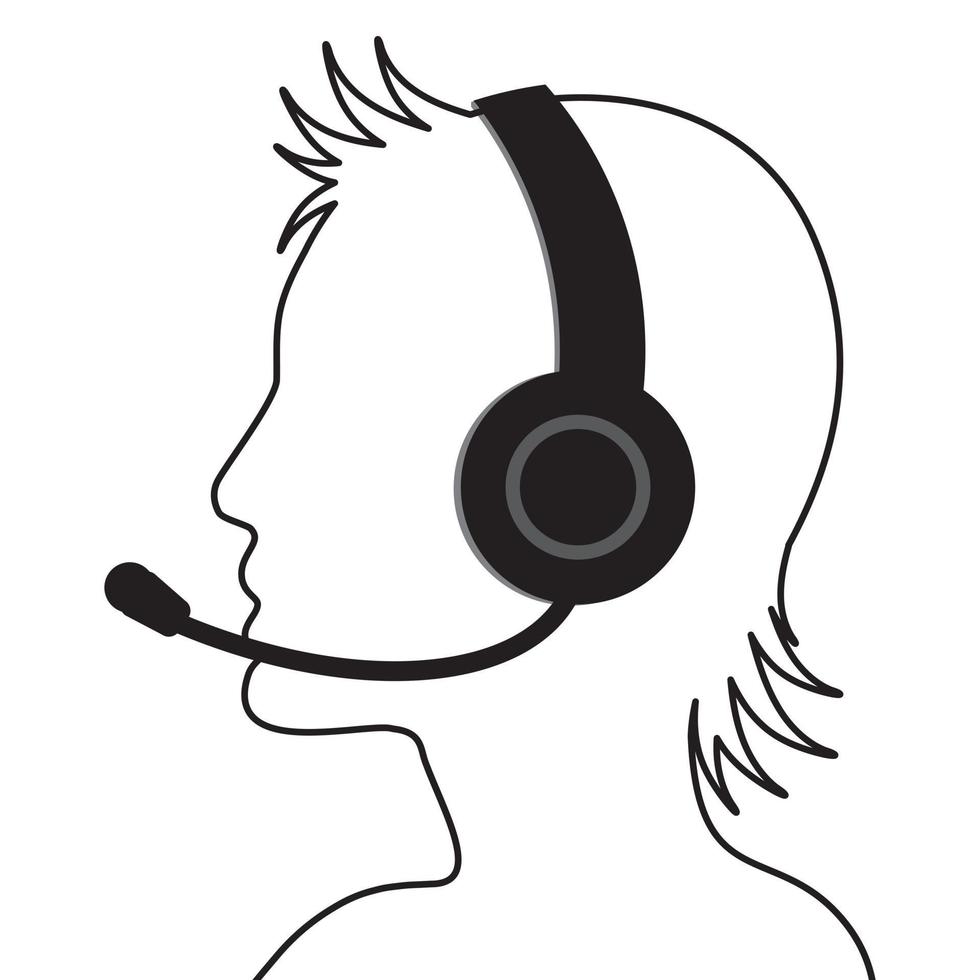 Human head of call center operator with headset vector