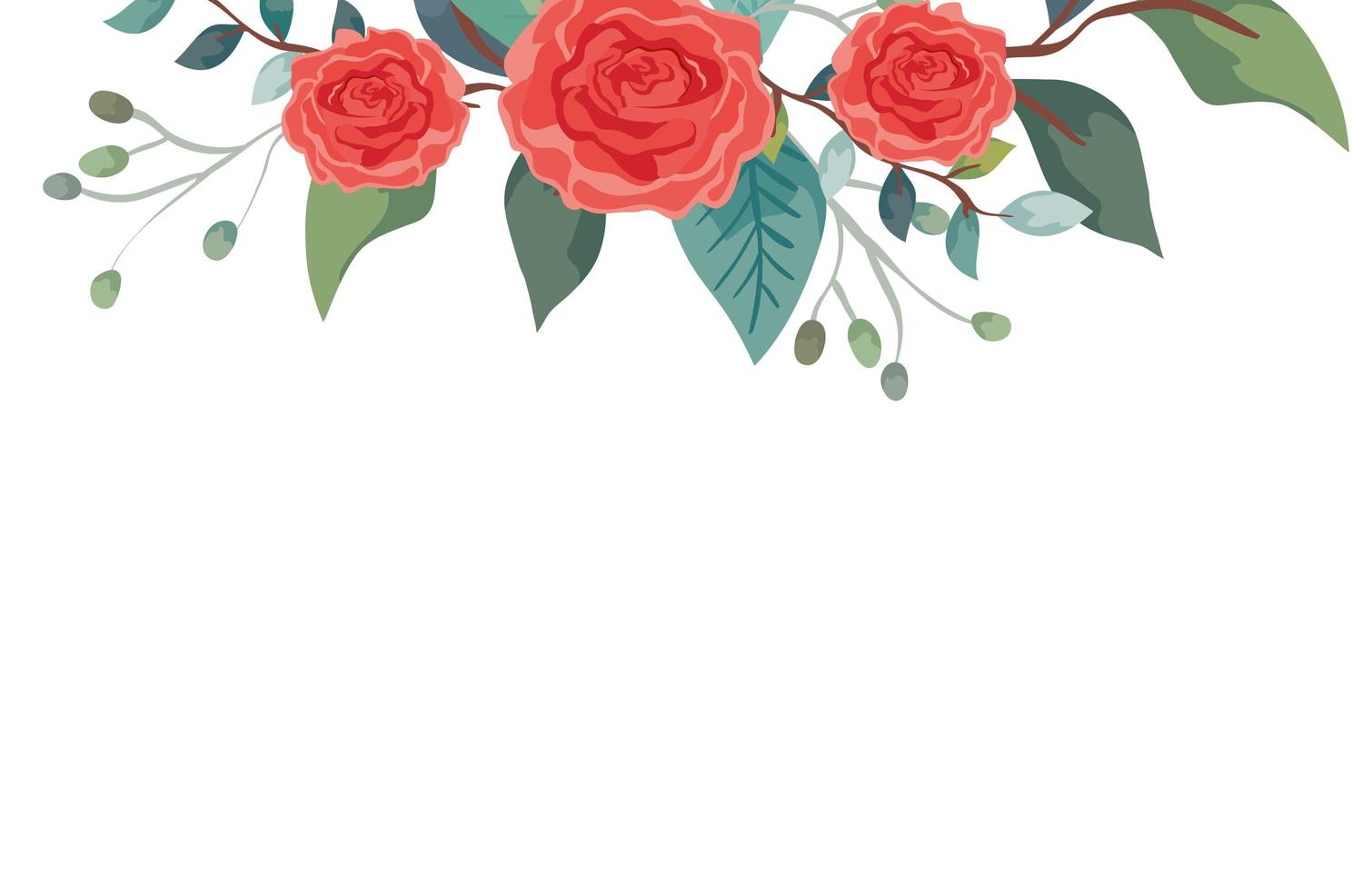 cute roses with branches and leafs isolated icon 3346421 Vector Art at ...