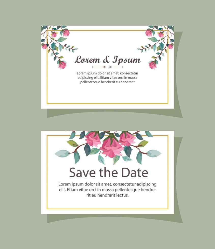 invitation card with flowers and leafs decoration vector