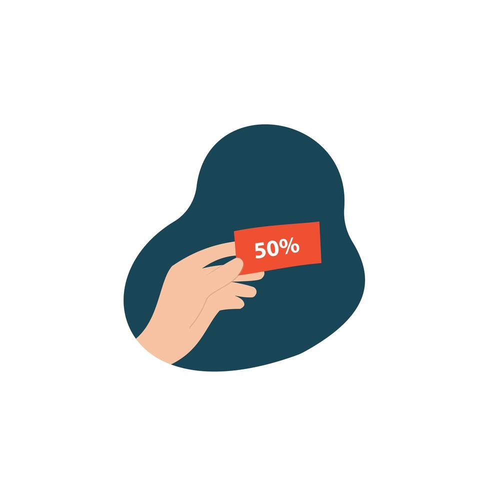 Flat design discounts, hand, vector icon illustration.