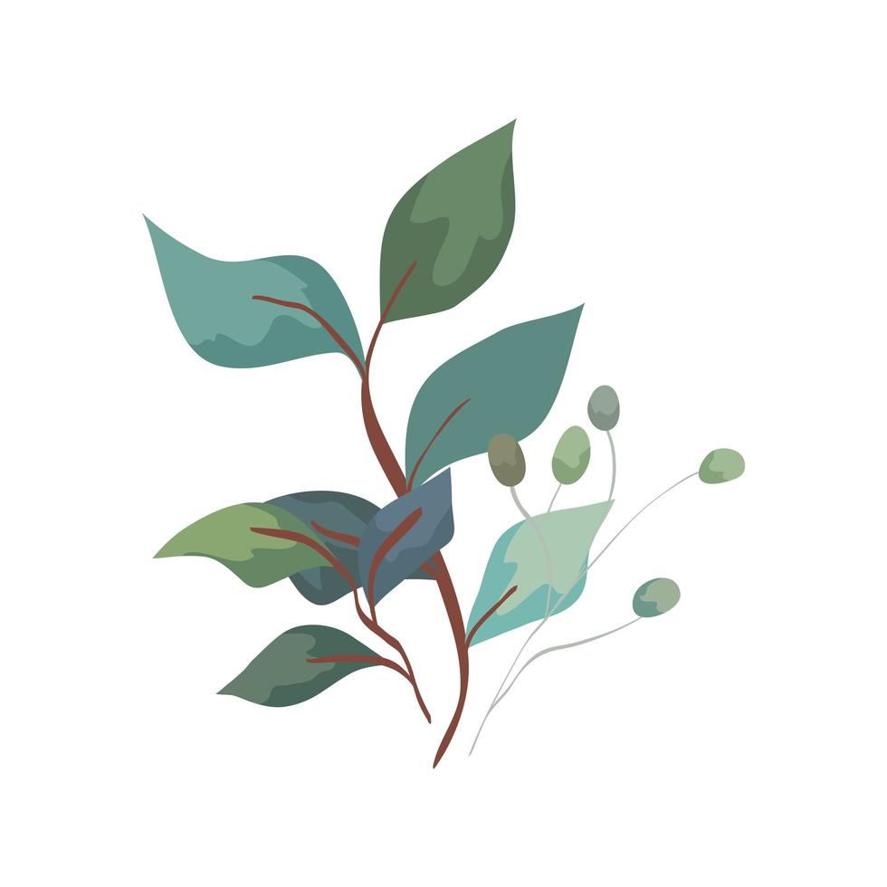 branches with leafs nature ecology isolated icon vector