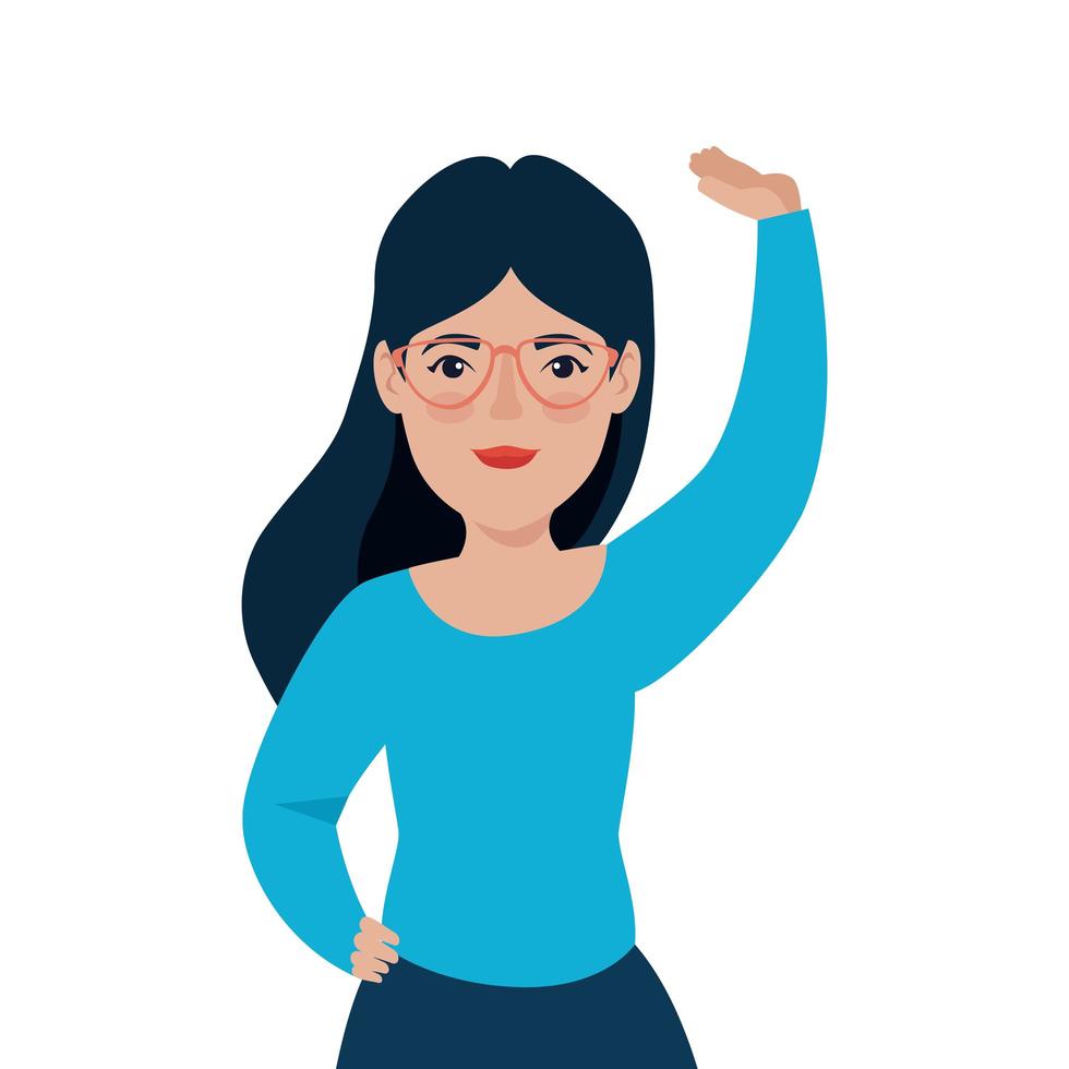 beautiful woman with glasses avatar character icon vector